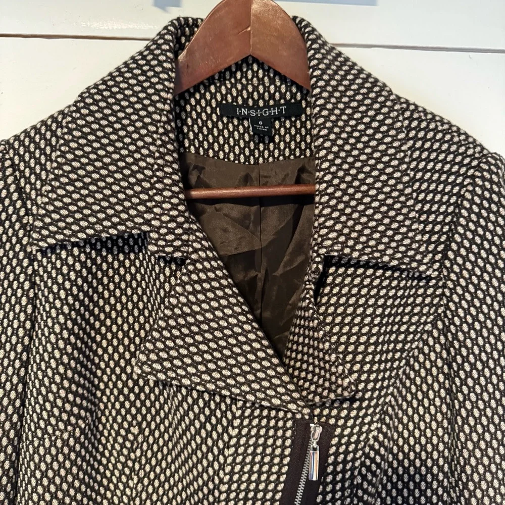 Insight brown tweed moto jacket blazer. Size: 6 - Picture 2 of 10